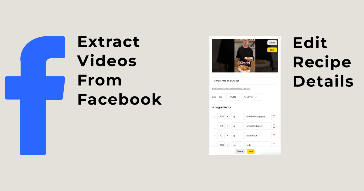 Exciting Updates: Facebook Video Support and Recipe Editing Are Here!
