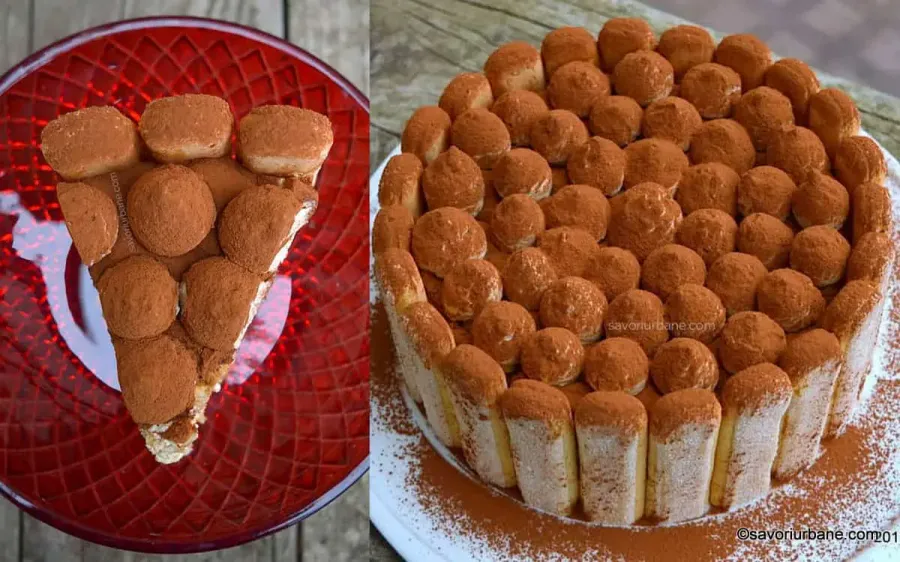 Tort tiramisu cu piscoturi si mascarpone - fara coacere sau fierbere