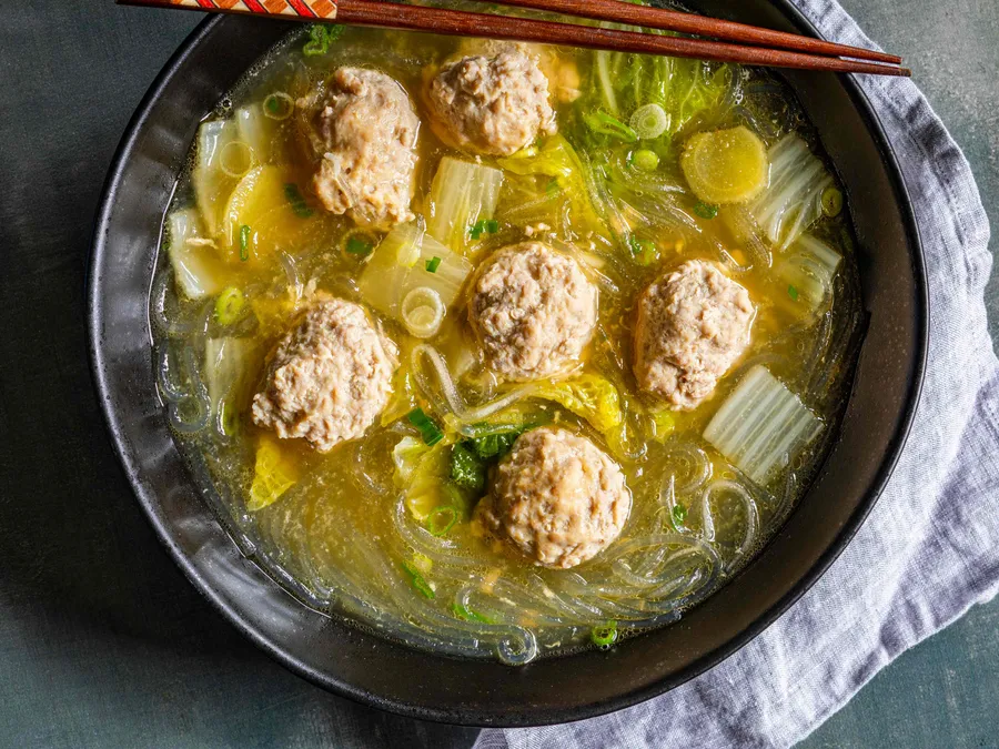 Pork Meatballs and Napa Cabbage Soup